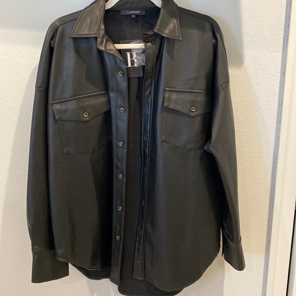 Oversized Black Pleather Shacket